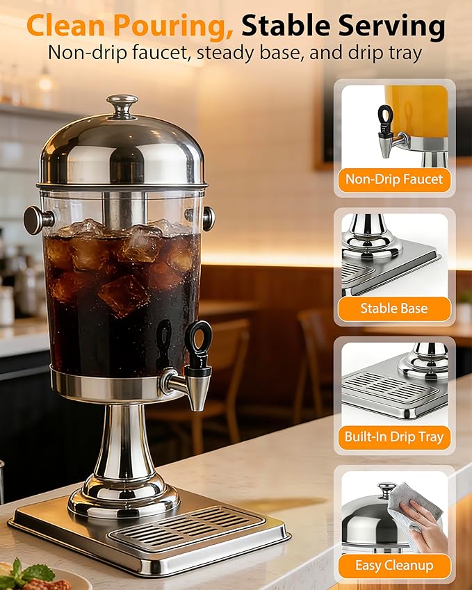 Beverage Dispenser with Stand, 2 Gallon Drink Dispenser - Image 4