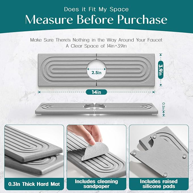eormoe Diatomite Kitchen Faucet Mat - Image 2