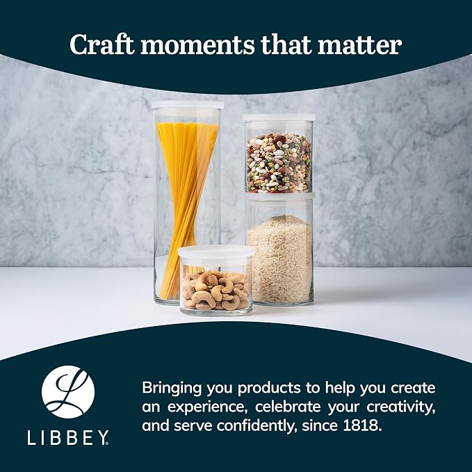 Libbey Stacking Cylinder Assorted Storage Jars, Stackable Glass Jars Set of 4 - Image 7