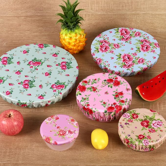 10Pcs Reusable Bowl Covers In 5 Size, Stretch Cloth Fabric Dish Cover Kitchen - Image 6