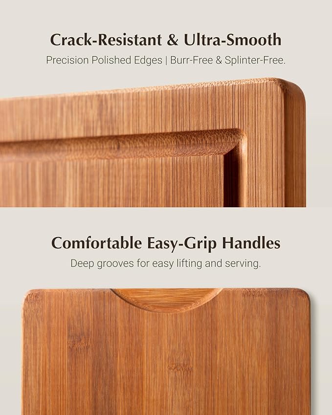 JINGNING Deep-Carbonized Bamboo Cutting Board Set - Image 6