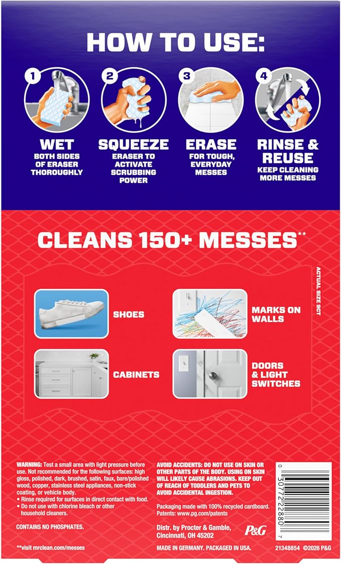 Mr. Clean Magic Eraser Sponge, All Purpose Cleaner, Cleaning Scrubber, Shower - Image 14