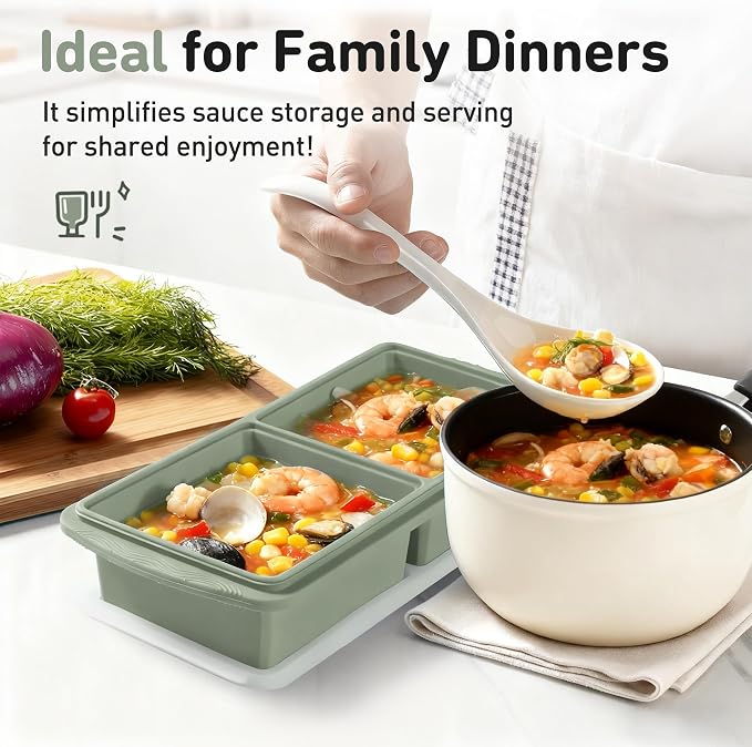 Silicone Freezer Tray with Lid Soup Freezer Container Molds with Steel - Image 8