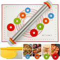 MIKULA Rolling Pin, Rolling Pins Thickness Rings and Silicone Baking Pastry Mat by MIKULA