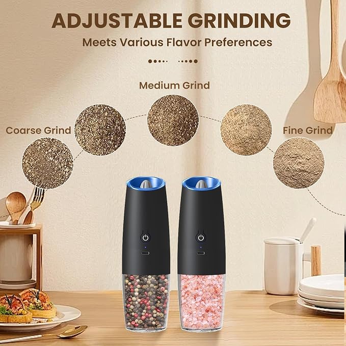 Rechargeable Electric Salt And Pepper Grinder Set, Automatic Gravity Electric - Image 3