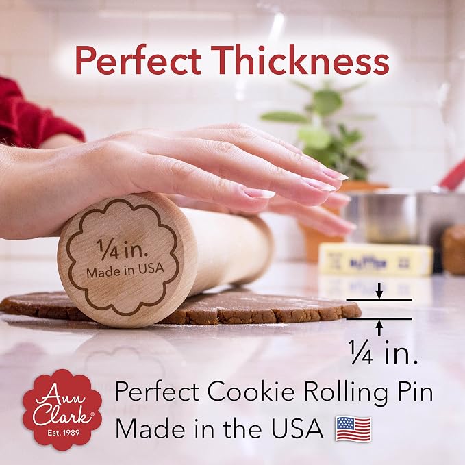 Perfect Cookie Rolling Pin 1/4-in. Fixed Depth Hardwood Made in the USA by Ann - Image 3
