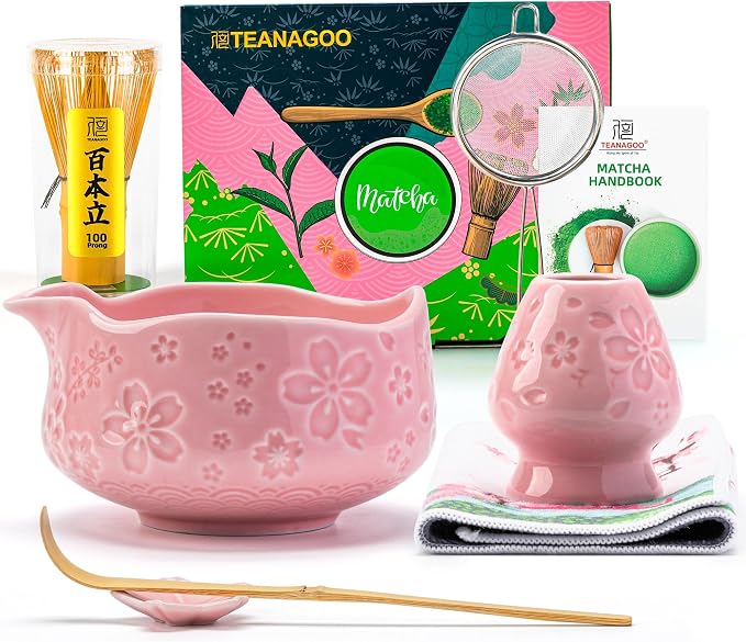 TEANAGOO 7-PCS Pink Matcha Whisk Set by TEANAGOO