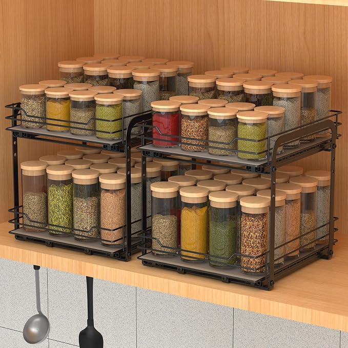 BOIVSHI 2-Tier Spice Rack, Pull Out Cabinet Organizer Spice Racks Height - Image 2