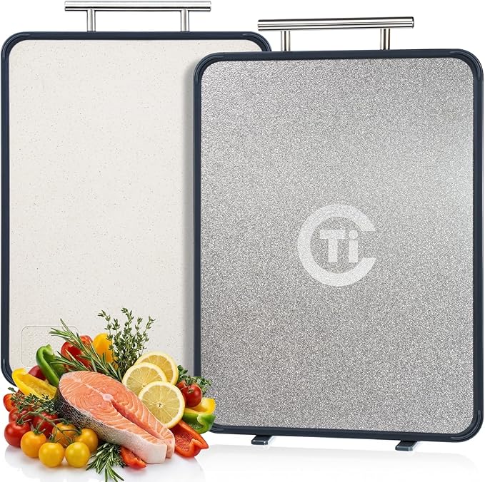 Titanium Cutting Board for Kitchen- Double Sided Cutting Board by HealthyCookingHappyLiving