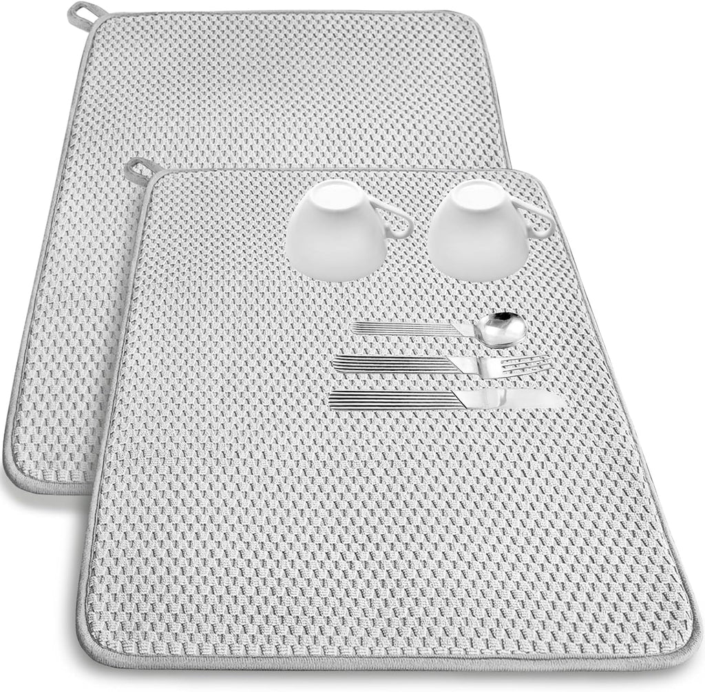 2 Pack Microfiber Dish Drying Mat,24x17" Large Size Highly Absorbent