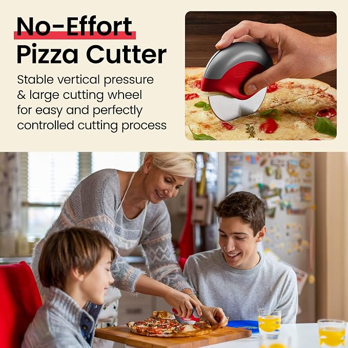 Kitchy Pizza Cutter Wheel with Protective Blade Cover, Ergonomic Pizza Slicer - Image 2