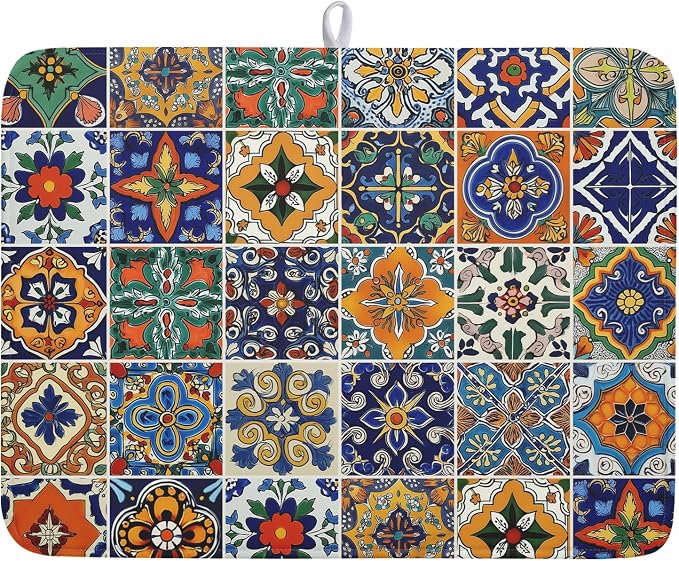 Talavera Mexican Tiles Dish Drying Mat by Kawani