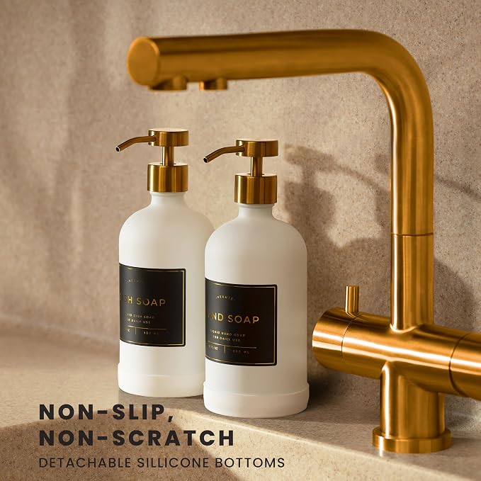 Hand and Dish Soap Dispenser for Kitchen and Bathroom, Stainless Steel Pumps - Image 2