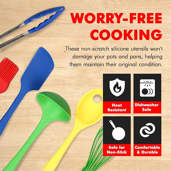 Chef Craft 9 Piece Multicolor Premium Silicone Kitchen Tool Set - Image 3