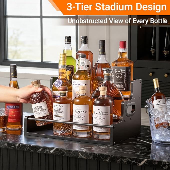 YQBRAO 3-Tier Liquor Bottle Display Shelf, Coffee Syrup Rack Organizer - Image 2