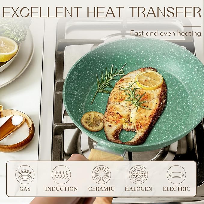 Innerwell Nonstick 9.5 Inch Skillet, PTFE & PFOA Free, Suitable - Image 8