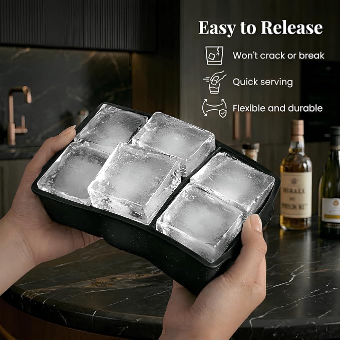 KitchFort Large Silicone Ice Cube Tray, Easy Release 2" Big Ice Cubes - Image 3