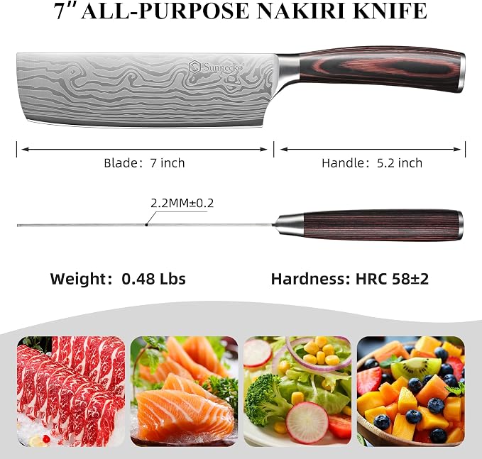 Sunnecko Japanese Nakiri Knife 7 Inch - Image 8