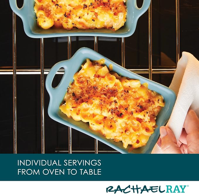 Rachael Ray Ceramics Au Gratin Set, Rectangular, Two 12-ounce, Agave Blue - Image 8