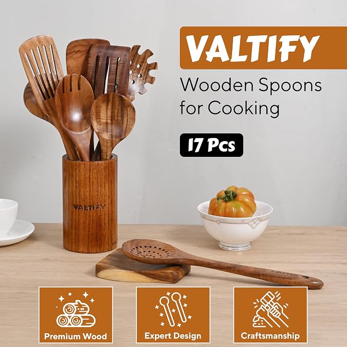 Kitchen Utensil Set | 17-Piece Wooden Cooking Utensils - Image 2