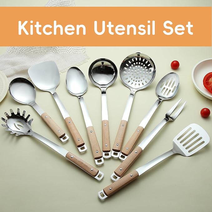 9pcs Cooking Utensils Set 304 Stainless Steel Kitchen Utensils - Image 4