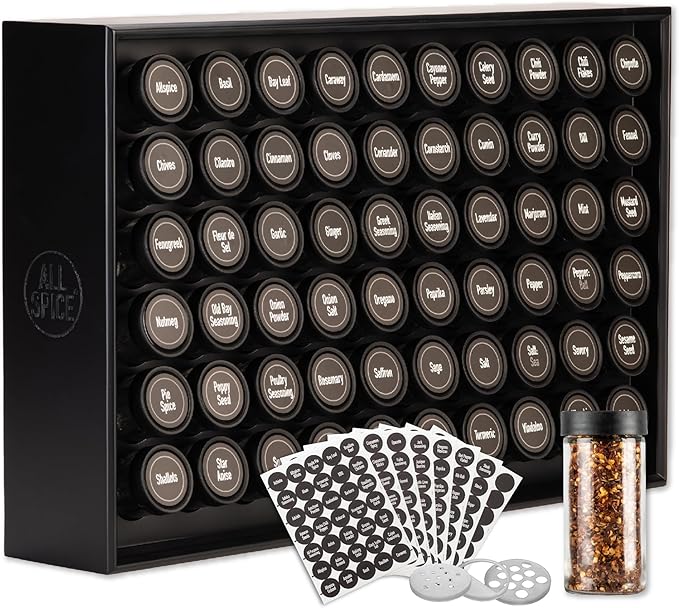 AllSpice Spice Rack Organizer, 525 Unique Labels, Countertop or Wall Mount by AllSpice