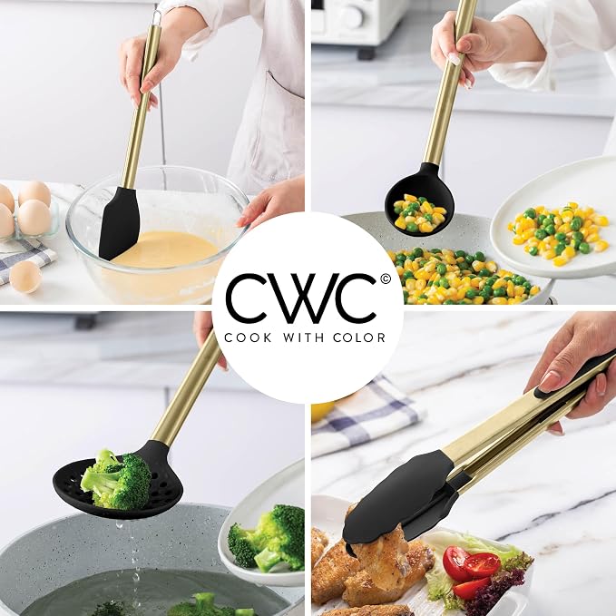 COOK WITH COLOR Silicone Cooking Utensils, Kitchen Utensil Set, Cooking Utensils - Image 4