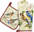 Vintage Bird Oven Mitts and Pot Holders Sets 2Pcs, 100% Cotton Heat Resistant by Arquiel