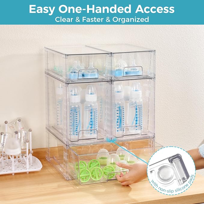 Vtopmart 6 Pack Clear Stackable Storage Drawers, Plastic Drawers - Image 5