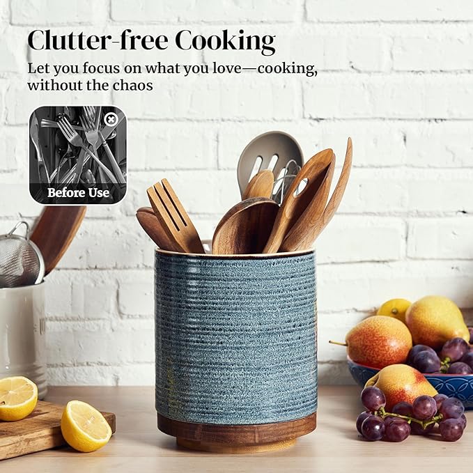 DOWAN 360° Rotating Extra Large Cooking Utensil Holder, 7.6" Kitchen Utensil - Image 5