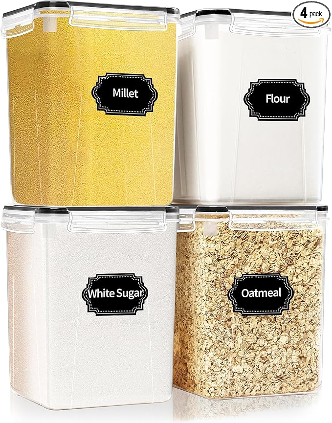 HKJ Chef 4 Pack Large Airtight Food Storage Containers by HKJ+Chef