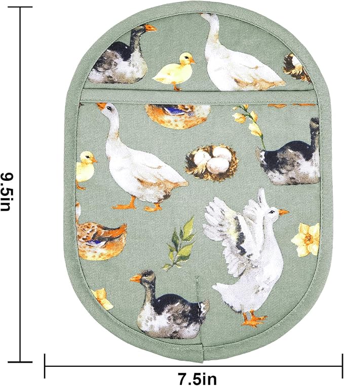 Pot Holders Set of 2 with Transparent Clear Silicone Shell and Nice Duck Flower - Image 2