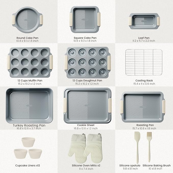 Kikcoin 25 PCS Stackable Baking Pans Set, Non-stick Bakeware Sets - Image 2