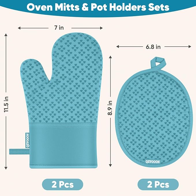 Oven Mitts and Pot Holders 4 Sets, Heat Resistant 500 ℉ Oven Mitt and Pot Holder - Image 2