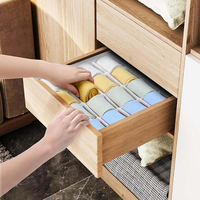 Joyoldelf Sock Drawer Organizer Divider, 16-Cell Underwear Organizers and - Image 3