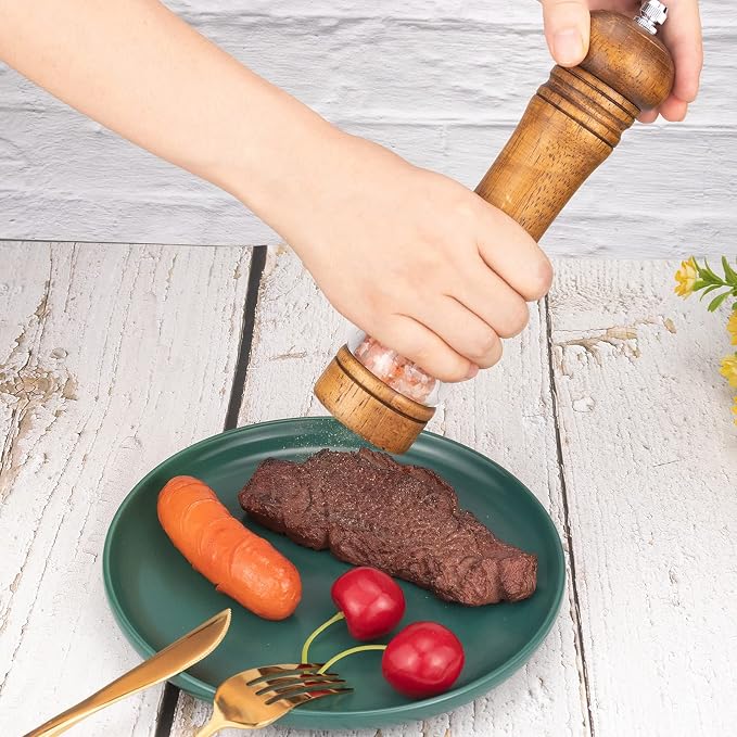 Haomacro Pepper Grinder, Wood Salt and Pepper Mills Set, Classic Manual Spice - Image 3