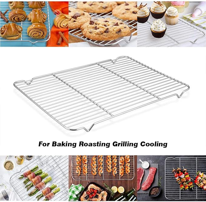 Baking Cooling Rack Set of 2, E-far 16.5"x11.5" Stainless Steel Metal Roasting - Image 7