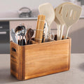 12" Wooden Kitchen Utensil Holder, Extra Large Acacia Wood Organizer by Unknown