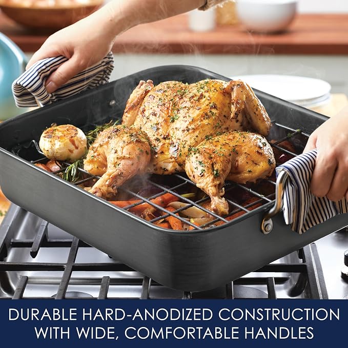 Rachael Ray Brights Hard Anodized Nonstick Roaster / Roasting Pan - Image 9