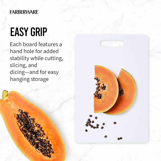 Farberware Plastic Cutting Board Set, Dishwasher- Safe Poly Chopping Board - Image 5