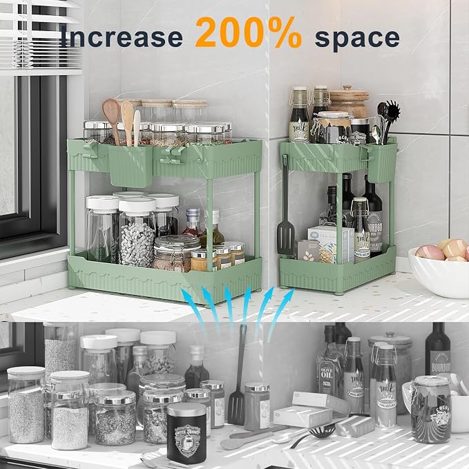 Sevenblue 2 Pack Under Sink Organizer, Under Bathroom Cabinet Organizer - Image 2