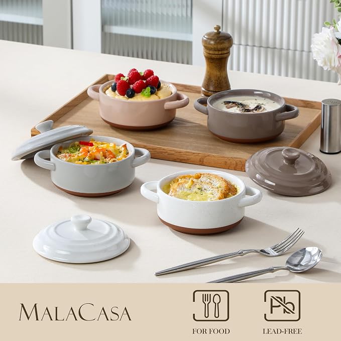 MALACASA Mini Cocotte Set - 12 OZ Small Casserole Dishes - Image 3