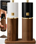 Wooden Salt and Pepper Grinder Set – Refillable Manual Salt and Pepper Mills by STYLEDSETTINGS