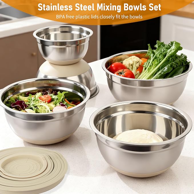 CHAREADA Mixing Bowls with Airtight Lids, Size 4.5, 0.7 qt, Fit - Image 5
