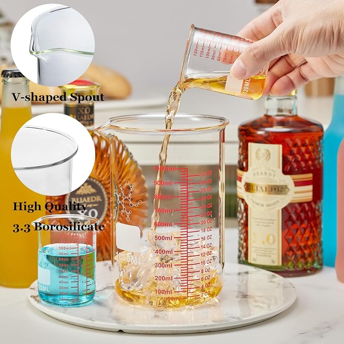 High Borosilicate Glass Measuring Cup-V-Shaped Spout, 120ml Glass Measuring - Image 2
