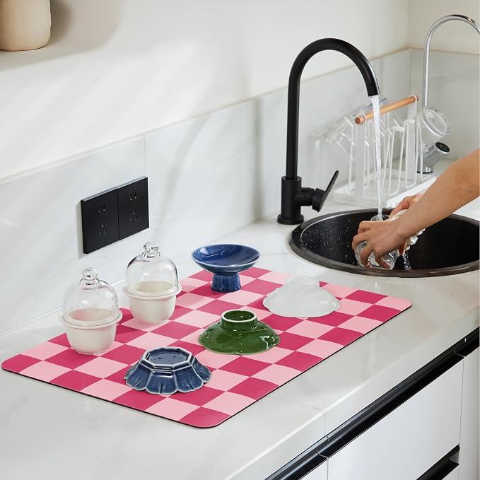 Ohocut Checkered Dish Drying Mat - Image 2