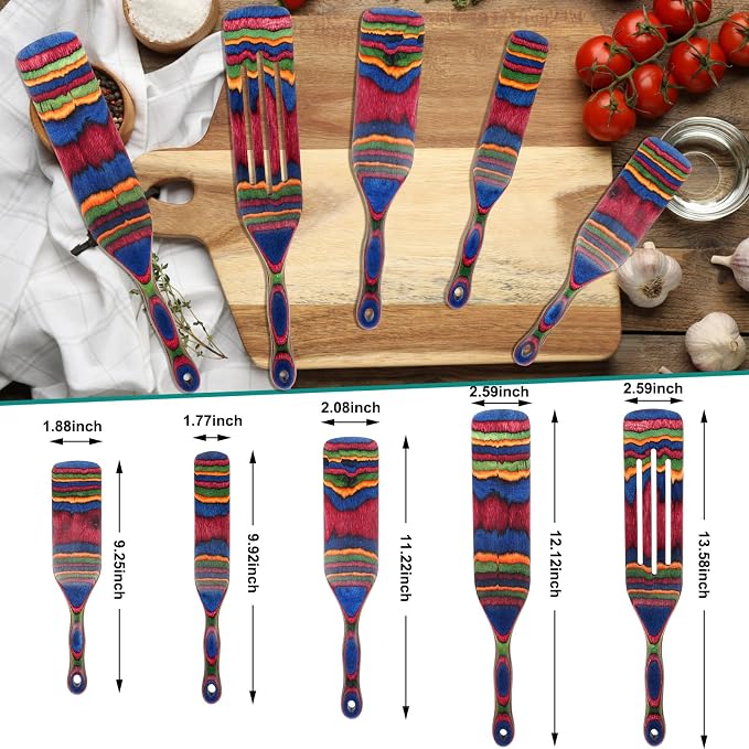 Spurtle Set, Wooden Utensils for Cooking, Kitchen Utensils Set, Pakkawood - Image 2