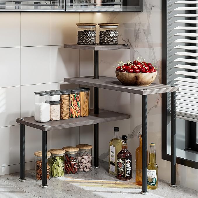 Countertop Organizer Organization 3 Tier Kitchen Corner Shelves Adjustable by Dazioter