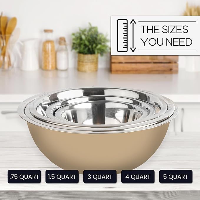 WHYSKO Meal Prep Stainless Steel Mixing Bowls Set, Refrigerator, and Kitchen - Image 7