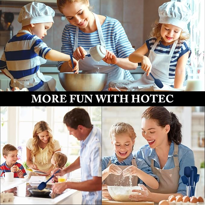 HOTEC 600℉ Heat Resistant BPA-Free Silicone Rubber Spatula Set, Kitchen Cooking - Image 7